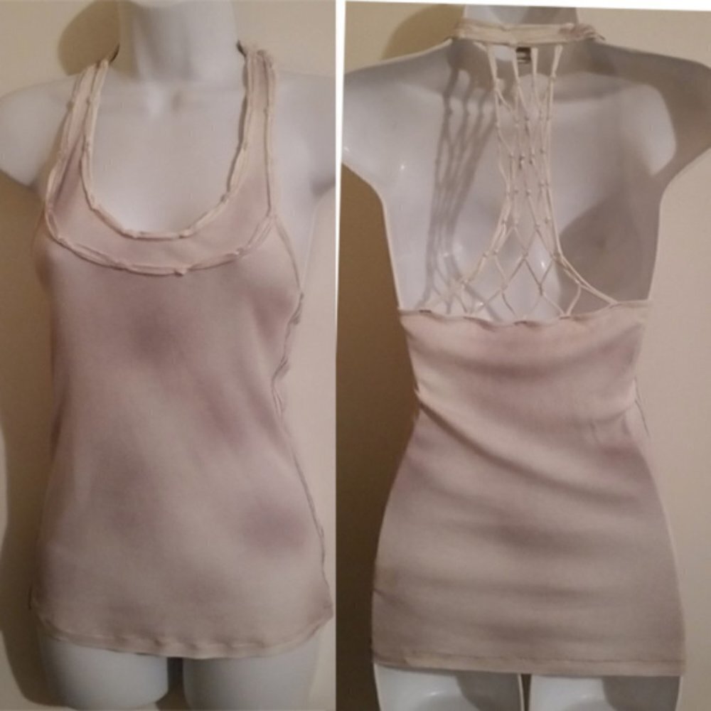 𝅺Free people distressed grunge wash tank XS/S Y2K Pima Cotton Modal